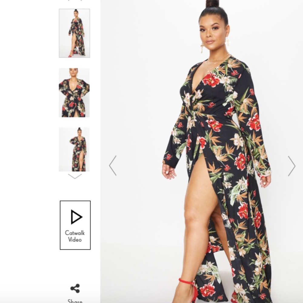 floral high slit maxi dress